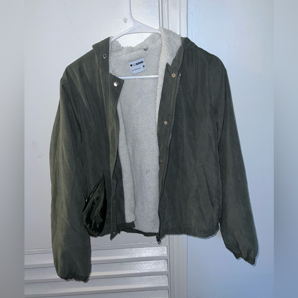 Green warm jacket